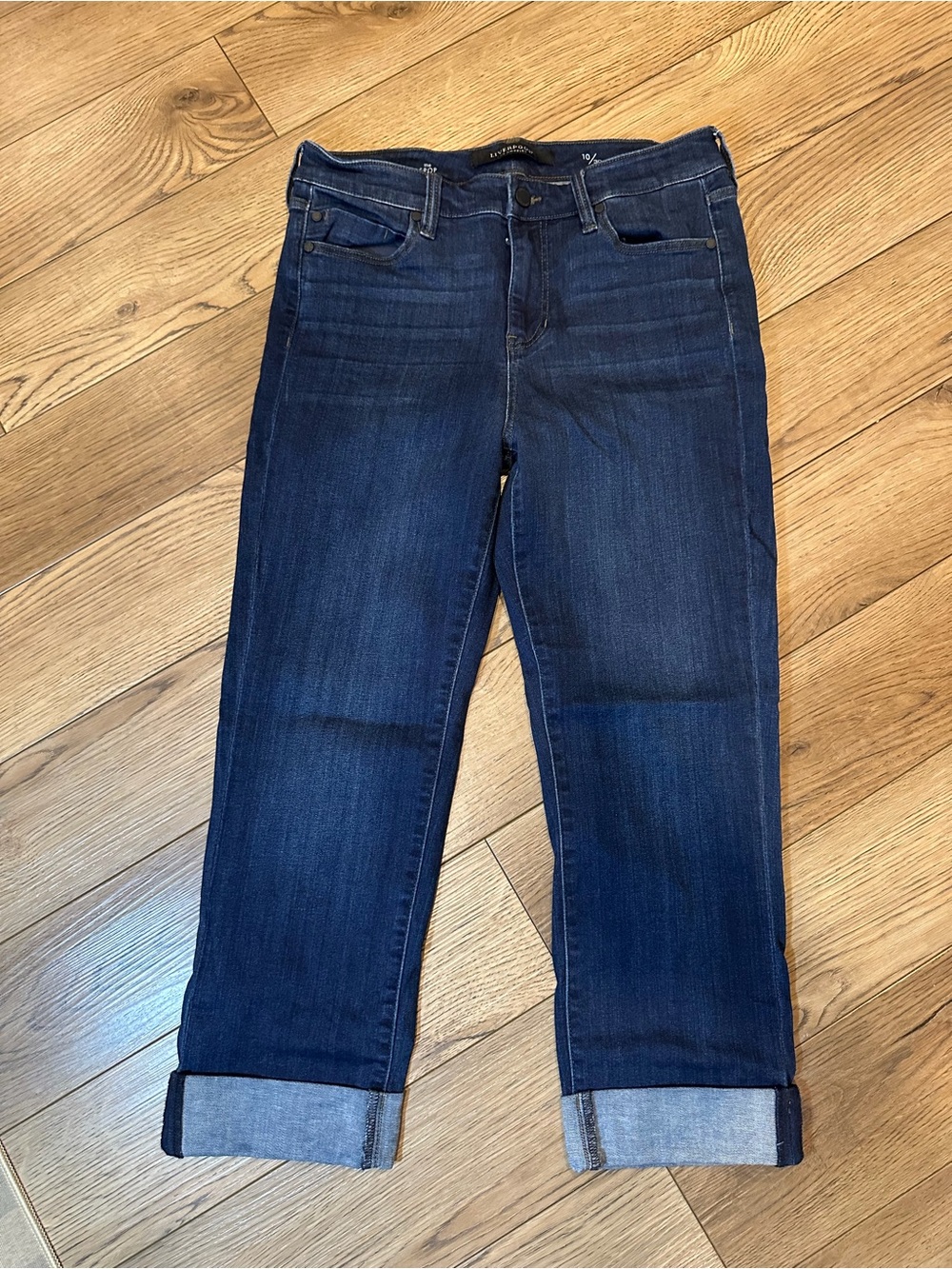 Liverpool Jeans Company Dark Blue Cropped Straight-Leg Jeans